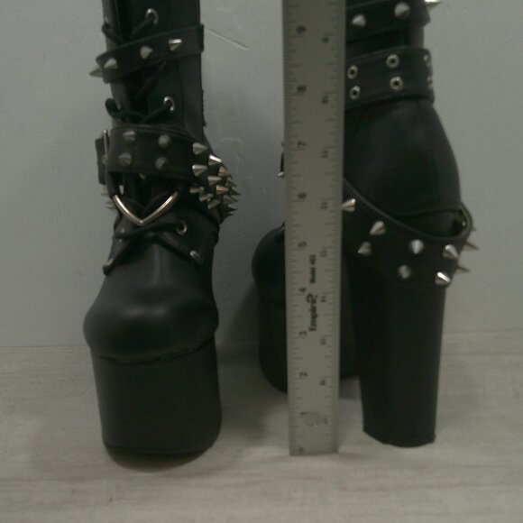 Demonia Torment-700 Black Platform Studded Goth Punk Grunge Ankle Boots Size 7 - Picture 4 of 13